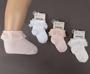 Носки для девочки с кружевом и бусинами   KATAMINO